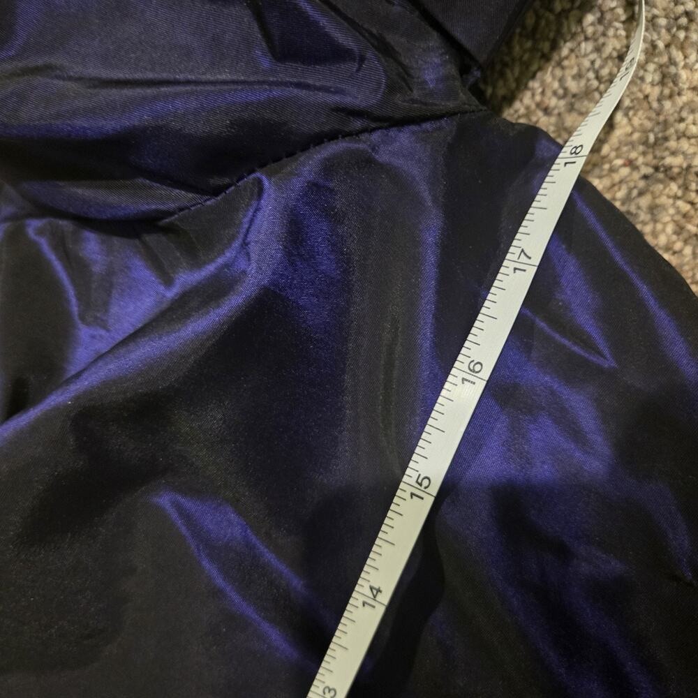 Vintage Loralie 80s Purple Dress Sz 12 Party Prom Taffeta Drop Waist Velvet - Picture 11 of 12